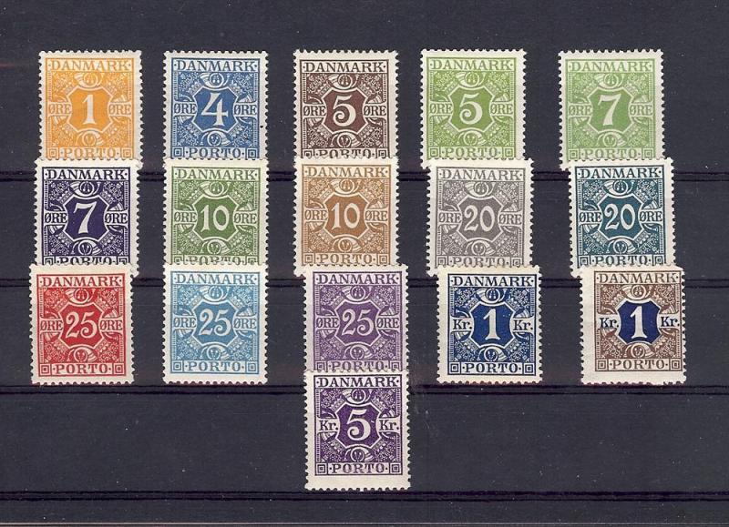 Denmark, J9-24, Postage Due Singles, **Hinged**