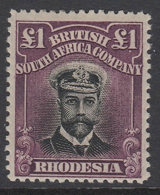 SG 242 Rhodesia 1913 - 24 £1 Black & Reddish Purple. A fine fresh lightly mounte