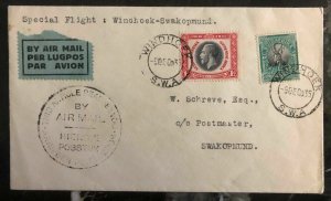 1935 Windhoek South West Africa Special First Flight Cover FFC To Swakopmund