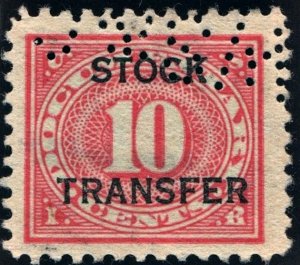 SC#RD5 10¢ Stock Transfer: Double Transfer (1918) Perfin