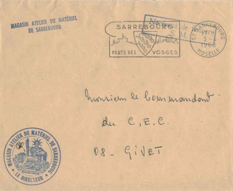 France Military Free Mail 1968 57 Sarrebourg, Moselle Porte des Vosges Illust...