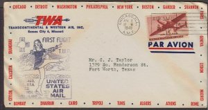 1949 First Flight TWA FAM 27-73F Chicago IL Illinois Zurich Switzerland (A