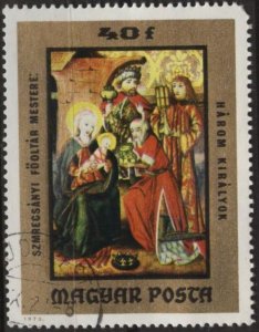 Hungary 2250 (used cto, pulled corner) 40f anon. Adoration of the Kings (1973)