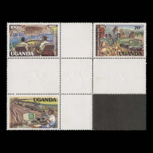 Uganda 1983 (MNH) World Communications Year cross-gutter block