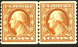 U.S. #495 MINT LINE PAIR OG HR