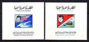 Yemen Arab Rep., Mi cat. 437-438, Bl39-40. Pres. Kennedy and Space s/sheets.