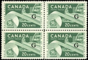 Canada Scott #O45 VF/MNH Block of 4 - 20¢ Paper Industry - Nice Stamps!