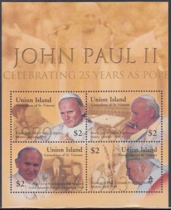 ST VINCENT UNION Sc#283a-d CPL MNH S/S of 4 DIFF - 25th ANN ELECTION of POPE