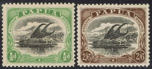 PAPUA 1907 LAKATOI LARGE PAPUA SET ½D AND 2/6 PERF 11