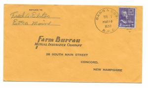 Etna, Maine to Concord, New Hampshire 1953, RPO, Scott 807, Pre-Printed Address