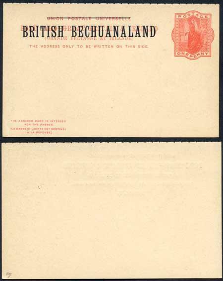 British Bechuanaland O/P on QV 1d Red Foreign Reply Postcard Mint