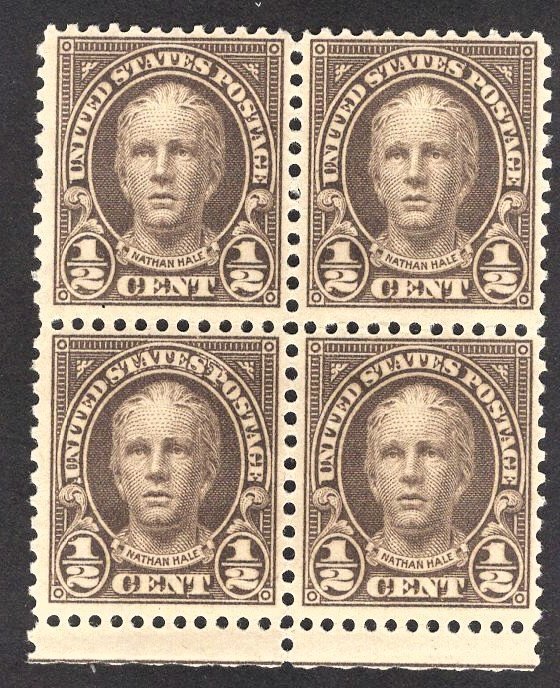 US Stamp #653 1/2c  Hale Block of 4 MINT NH OG SCV $1.40