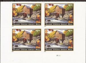 US Stamp - 2014 5.75 Glade Creek Grist Mill - 4 Stamp Plate Block #4927