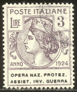 ITALY SCARCE Used SASS, #56 Used - 3 l Franchise Stamp