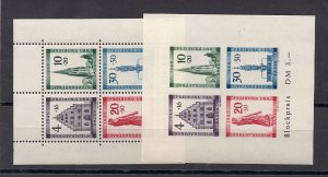 GERMANY  5NB8a-8b MNH SOUVENIER SHEETS POST OFFICE FRESH TINY GUM SKIP ON 1