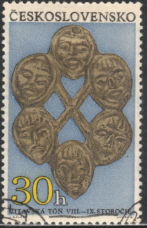 CZECHOSLOVAKIA 1647, 30h ORNAMENT WITH 6 MASKS.USED.  F. (3)