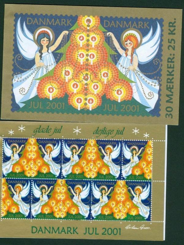 Denmark.  Booklet  2001.  With 30 Christmas Seals  Mnh. Angels,Christmas Tree.