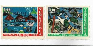 VENEZUELA 1969 CHILDREN FESTIVAL DRAWING ART PAINTING 2 VALUES MINT NH