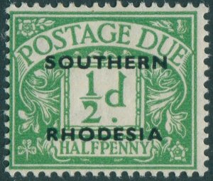 Southern Rhodesia due 1951 SGD1 ½d emerald SOUTHERN RHODESIA ovpt MLH