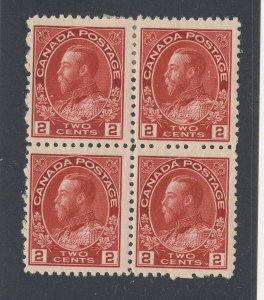 4x Admiral Canada stamps #106c Block of 4 2x MNH 2x MH F/VF Guide Value= $125.00