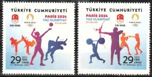 Turkey 2024 Olympic games Paris Olympics set of 2 stamps MNH