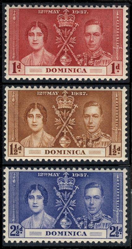 DOMINICA - 1937 - SG 96/98 KGVI CORONATION SET of 3 - Mint * (MOGH / MM)