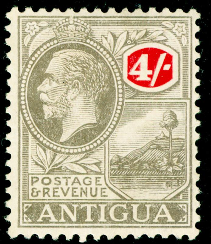 ANTIGUA SG80, 4s grey-back & red, M MINT. Cat £50.