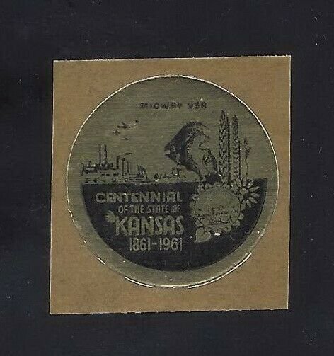 1961 - Kansas Centennial 1861-1961 Cinderella Poster Self-Adhesive Stamp/Label