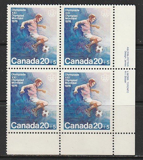 1976 Canada - Sc B12i - MNH VF - PB LR - Olympic Team Sports - Soccer