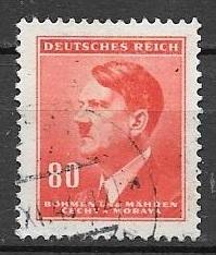 Bohemia 1942 80h Hitler, Scott #67, used