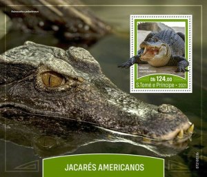 Sao Tome & Principe 2021 MNH Reptiles Stamps American Alligators Crocodile 1v SS