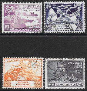 MALAYA SELANGOR SG111/4 1949 U.P.U. SET USED (r)