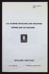 U.S. Stamped Envelopes and Wrappers Price List-Simchak (1976)