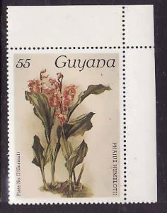 Guyana-Sc#1042a- id9-unused NH 55c-Flowers-Orchids-wmk Lotus Bud Multiple-1985-