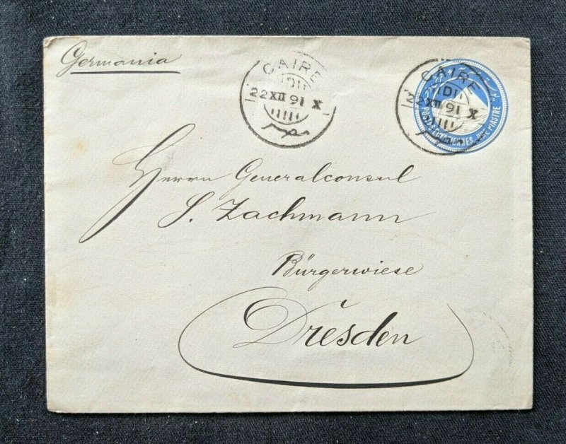 1891 Cairo Egypt Postal Stationary Cover to Dresden Germany