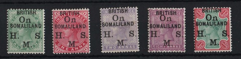 Somaliland 1903 QV Officials OHMS set sg)1-5 fine mint cat £60