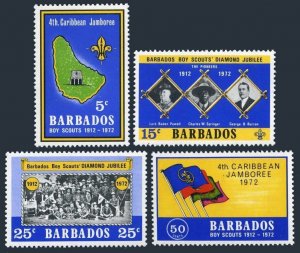 Barbados 372-375,MNH.Michel 341-344. Caribbean Jamboree 1972.Flags,Map,Powell.