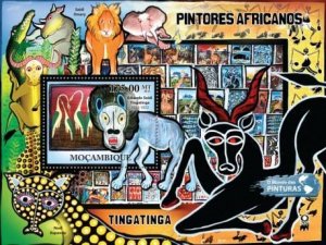 Mozambique - African Art -  Stamp Souvenir Sheet 13A-666