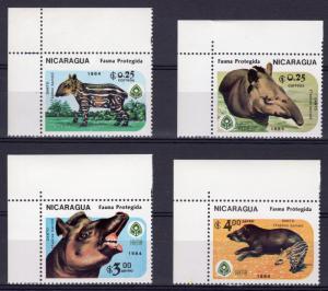 Nicaragua 1984 Sc#1391/1394 WILDLIFE TAPIRS SET (4) MNH