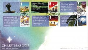 GB CHRISTMAS 2015 2 DIFFERENT PLUS EARTH ON 1st DAY COVERS PO FRESH