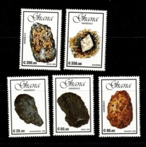 Ghana 1990 - Minerals - Set of 5 Stamps - Scott #1267-71 - MNH