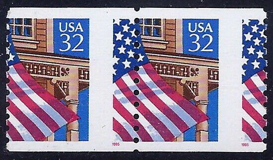 2913 - Misperf Error / EFO Flag Over Porch FOP Pair Mint NH (Stk1)