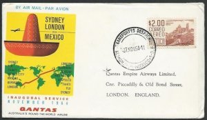 MEXICO 1964 Qantas first flight cover to London............................10606