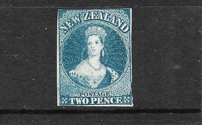 NEW ZEALAND 1862-64  2d   DEEP BLUE    FFQ  IMPERF MNG  CP A2D2  SG 36 CHALON