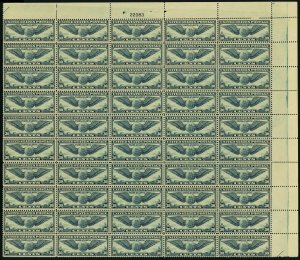 C24, Mint F-VF NH Sheet of 50 Airmail Stamps Brookman CV $675.00 - Stuart Katz