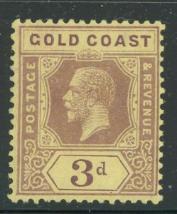 Gold Coast 1921 3d Violet on Yellow George VI Die II Sc# 73a mint