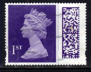 GB 2022 QE2 1st Purple Barcode Machin SG V4526 Used MAIL ( H1443 )