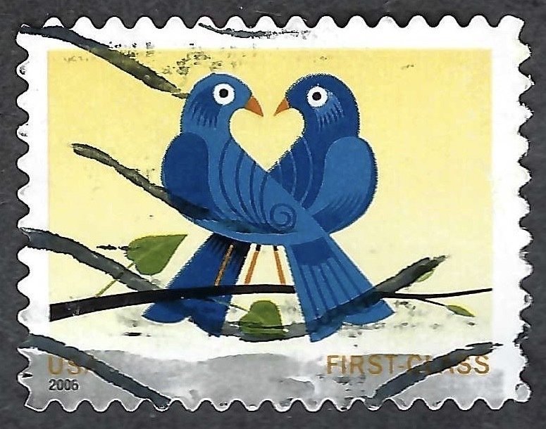 United States #3976 First Class (39¢) Bluebird Love (2006). Used.