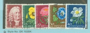 Switzerland #B277-81 Used Single (Complete Set) (Flora) (Flowers)