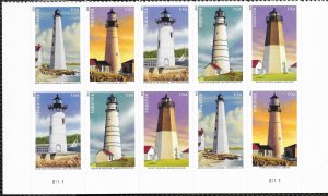 US #4791-95 MNH PB of 10. New England Coastal Lighthouses.  Nice.